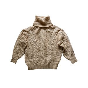 Fate Chunky Cable Knit Warm Cozy Cream Peach Apricot Pullover Oversized Sweater